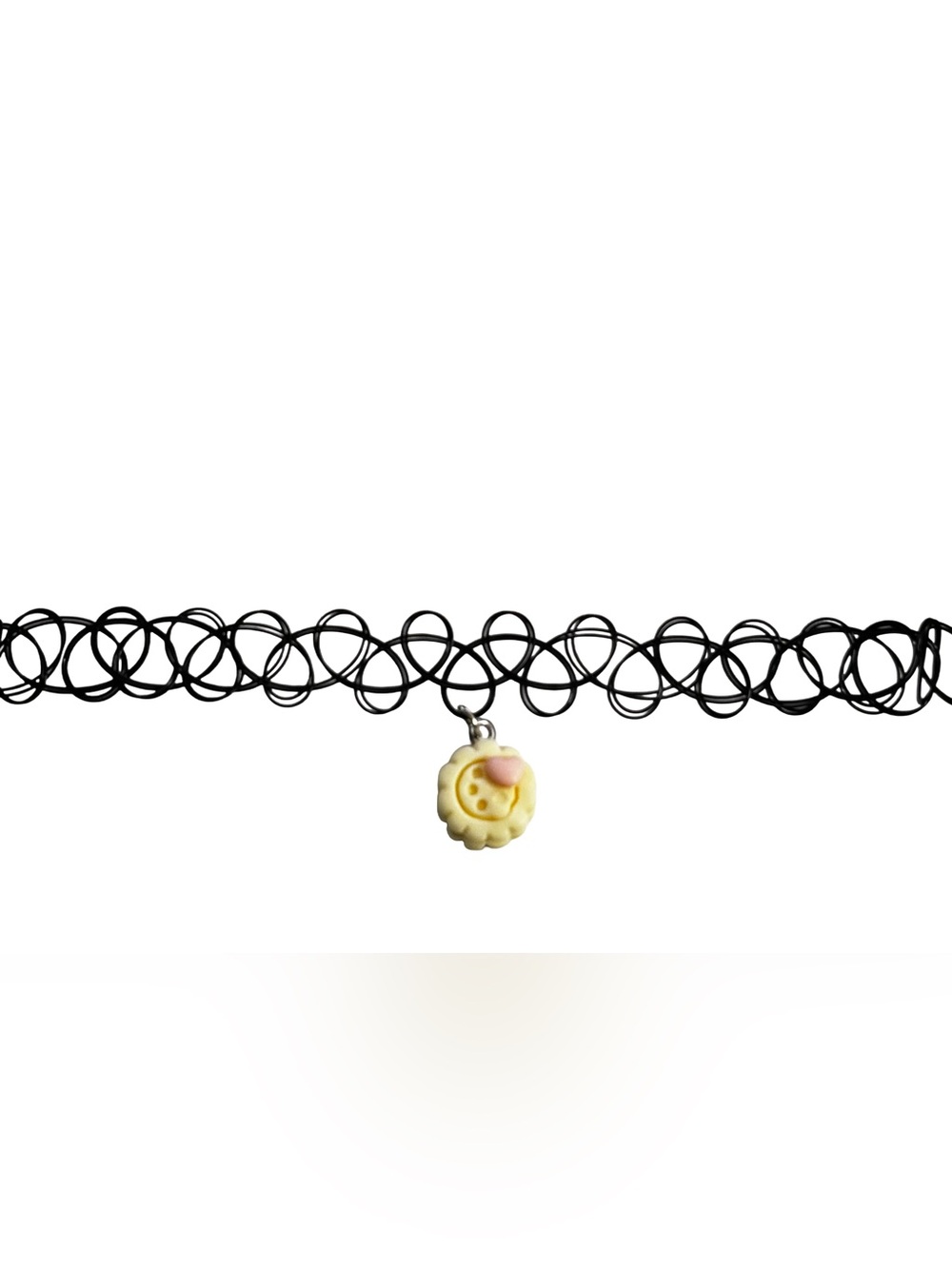 (3 for $10) Black Tattoo Choker Necklace with Yellow Heart Cookie Charm